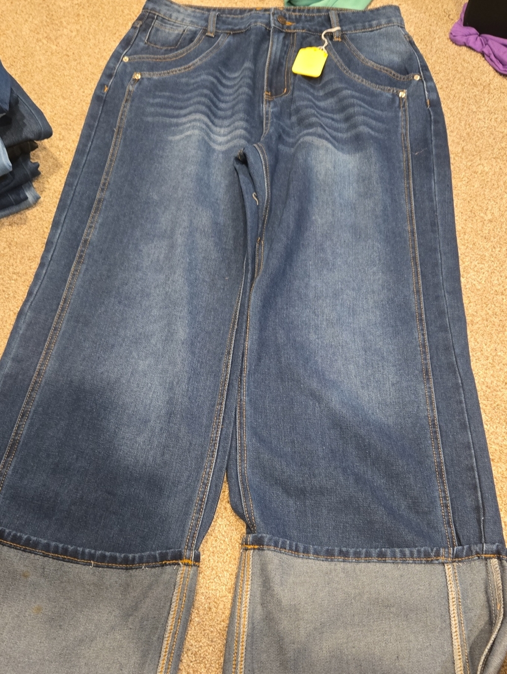 Wide Leg  Blue Denim Jeans